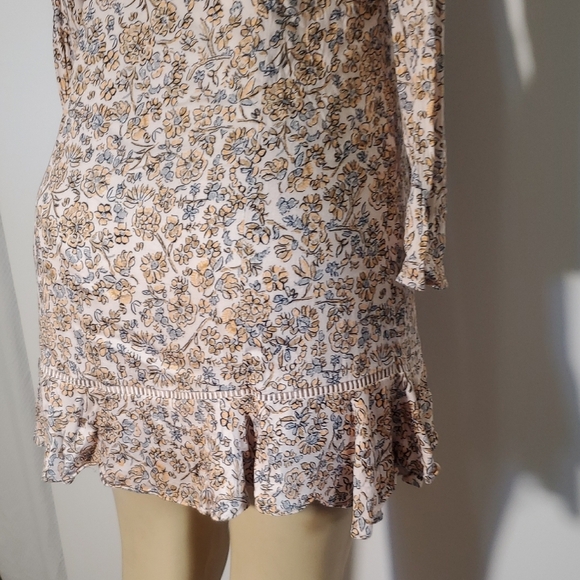 Free People Boheme Floral Print Open Back Long Sleeve Mini Dress 4 - Picture 8 of 14